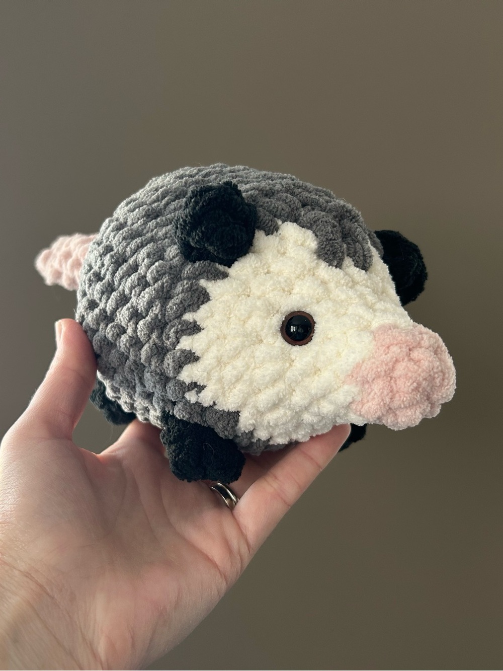 Handcrafted crochet opossum/possum stuffed toy